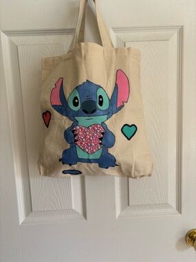 Stitch Hand Painted Canvas Tote Bag Bedazzled